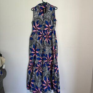 Mae Otti Blue & Pink Floral Maxi Dress Size Large